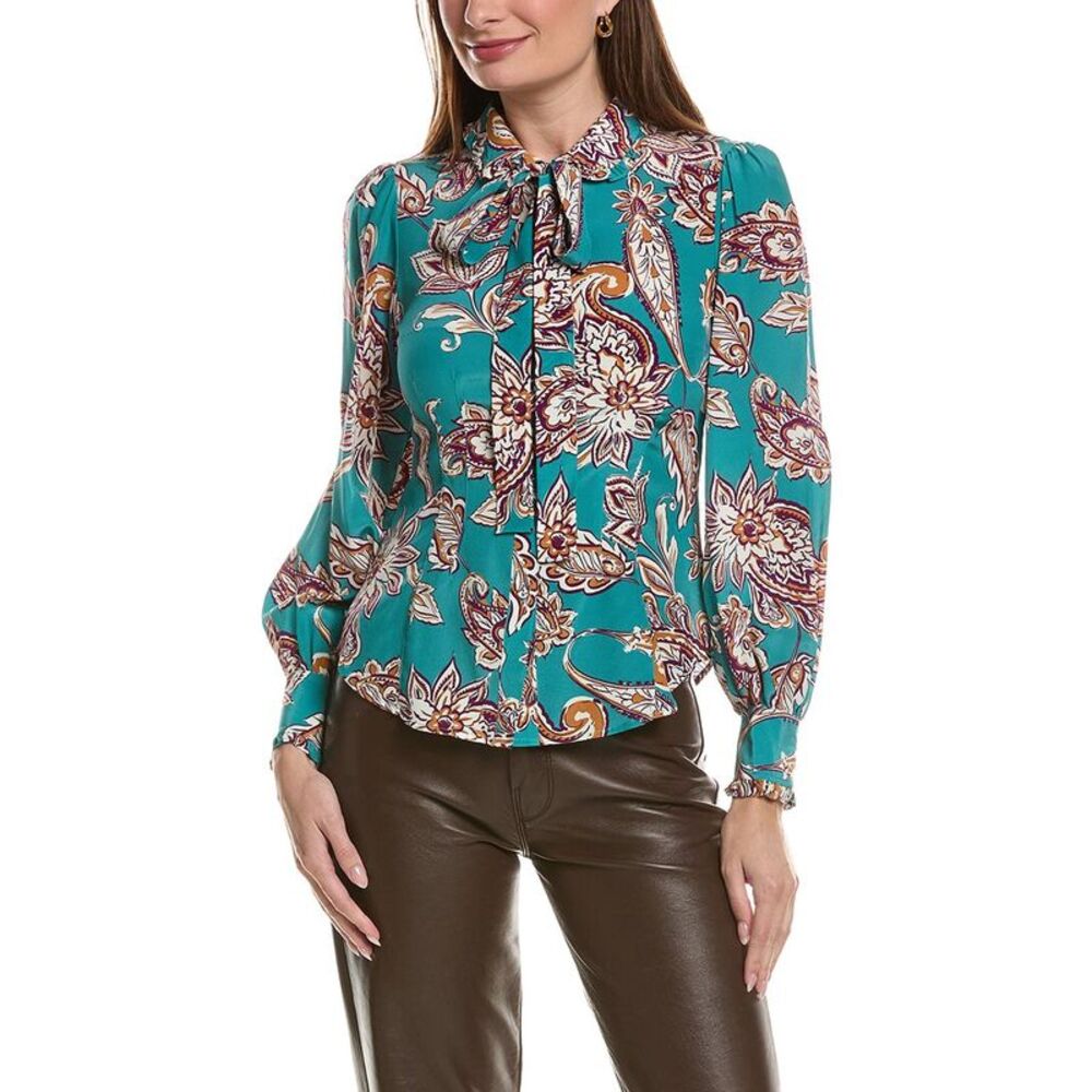 Tyler Böe Womens Vivian Silk Blouse, Multi